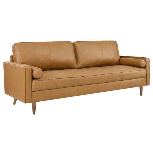 Modway Furniture Valour 88" Leather Sofa - Mid-Century Modern Design with Comfortable Tufted Style and Easy Assembly