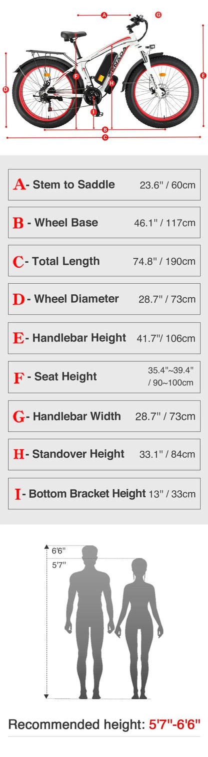 Senada Bikes 1000W 48V Archon Plus All-Terrain Off-Road Fat Tire Electric Bike - EB-SN-ARCHON-PLUS-BB