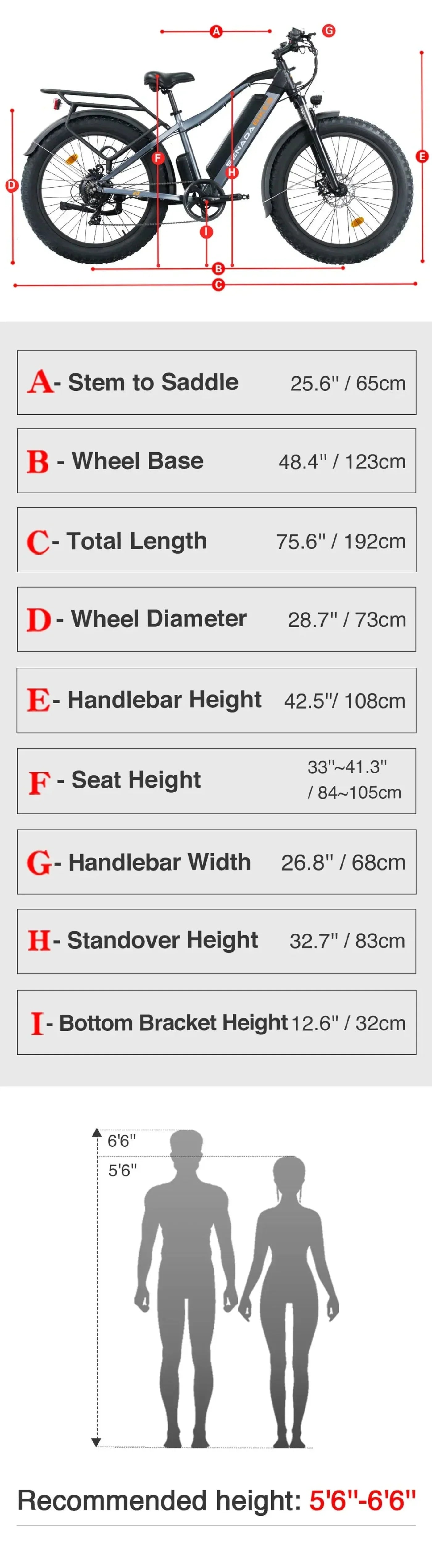 Senada Bikes 1000W 48V Saber Pro All-Terrain Utility Fat Tire Electric Bike - EB-SN-SABER-CG