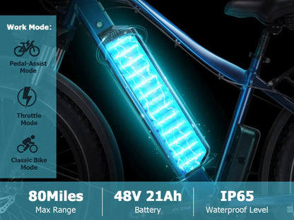 Senada Bikes 1000W 48V Saber Pro All-Terrain Utility Fat Tire Electric Bike - EB-SN-SABER-CG