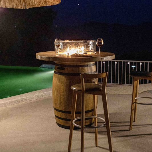 Elementi Lafite Barrel Fire Table Outdoor with Wind Screen