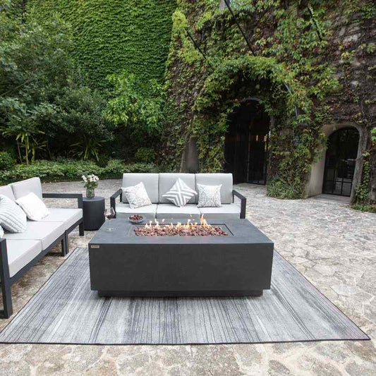 Elementi Andes Fire Table with flame and couches Backyard set Up