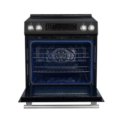 Forno 5-Piece Appliance Package - 30-Inch Induction Range, Under Cabinet Range Hood, Refrigerator with Water Dispenser, Dishwasher, and 30-Inch Microwave Drawer in Black with Stainless Steel Trim - APW5-905-30BLK-MWD30