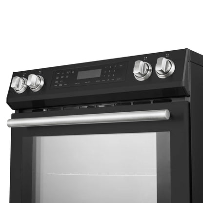 Forno 5-Piece Appliance Package - 30-Inch Induction Range, Under Cabinet Range Hood, Refrigerator with Water Dispenser, Dishwasher, and 30-Inch Microwave Drawer in Black with Stainless Steel Trim - APW5-905-30BLK-MWD30