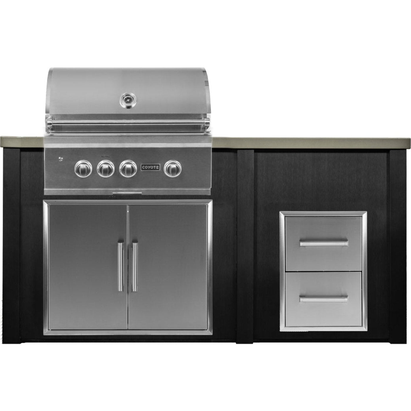 Haven 72-Inch Outdoor Kitchen Island with 2 Drawer Cabinet, Gas Grill & Double Access Door - HCOY96DRAW-AB-LP