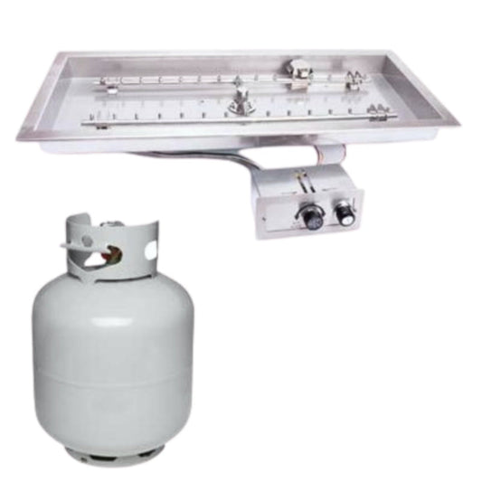 HPC Fire  H-Burner Rectangular Fire Pit Burner Insert - TOR-MLFPK24X12-H-FLEX-NG