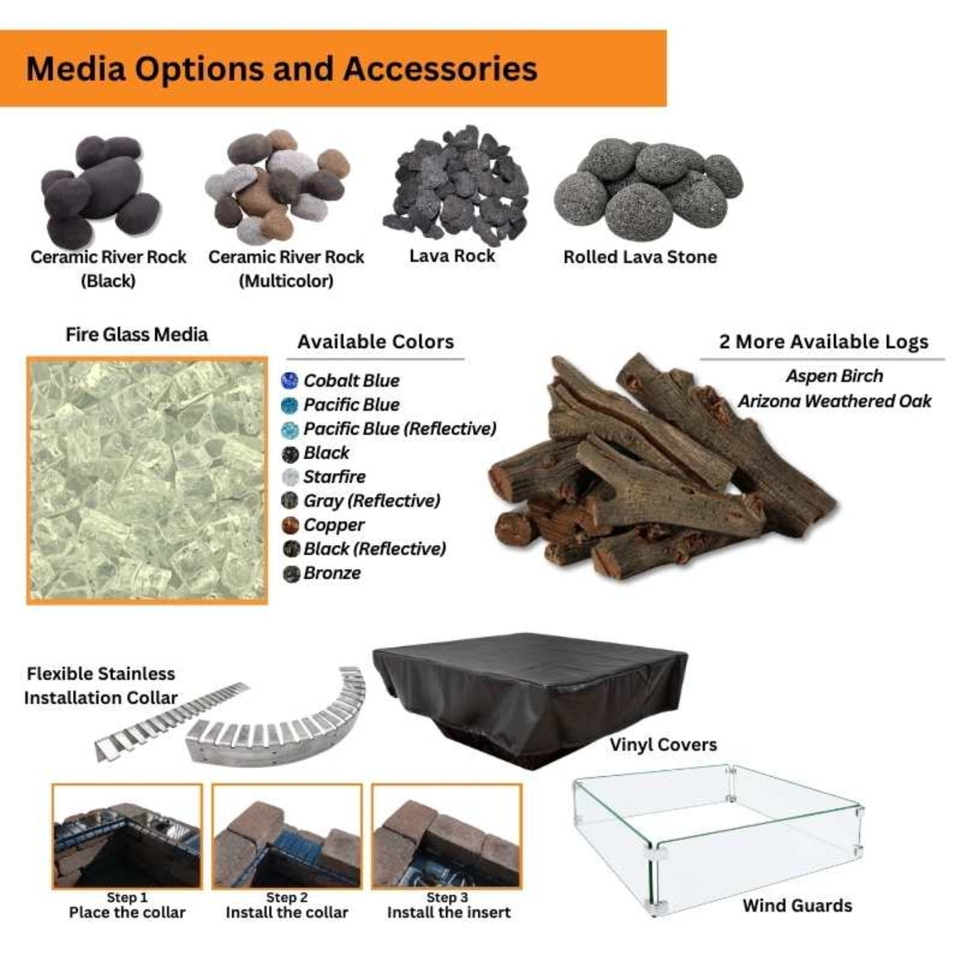 HPC Fire Ready-To-Finish Square Fire Pit Kit - U45S/MLFPK25CEK-NG