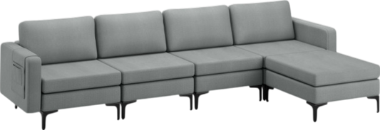 Costway Sofa Modular L-Shaped Sectional with Removable Ottoman Built-In Outlet and USB Ports New - HV10299HS-A+B+E+D
