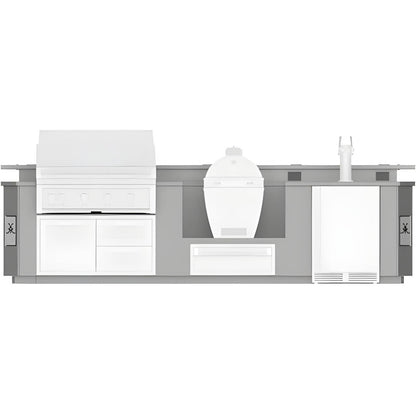 Hestan 12-Foot Outdoor Living Suite with Bar, Cutout for Kamado Grill and Bellybar with Foot Rail - GESBK12