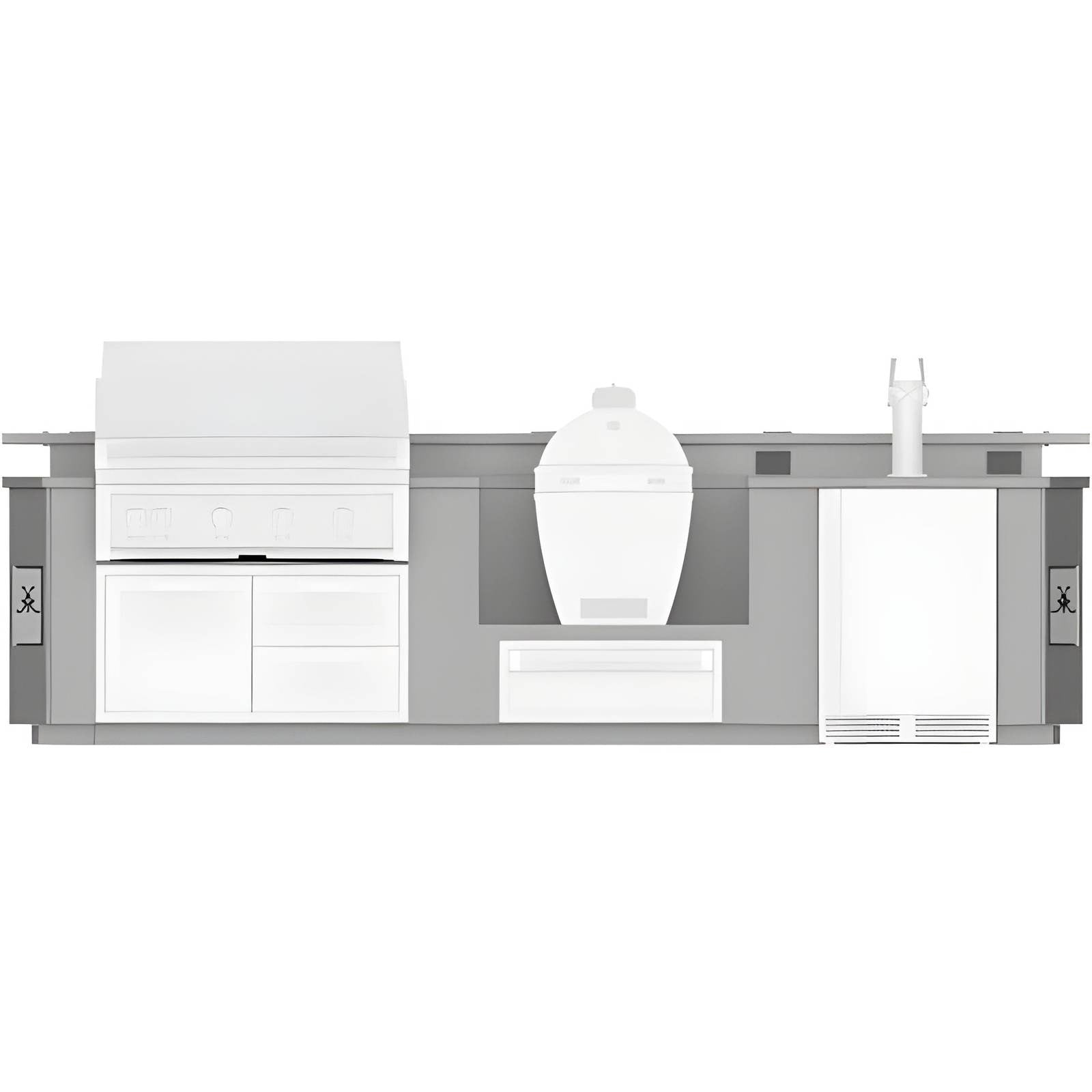 Hestan 12-Foot Outdoor Living Suite with Cutout for Kamado Grill - GESSK12