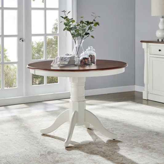 Crosley Shelby 42 Inch Round Dining Table Distressed-White - KF33100WH