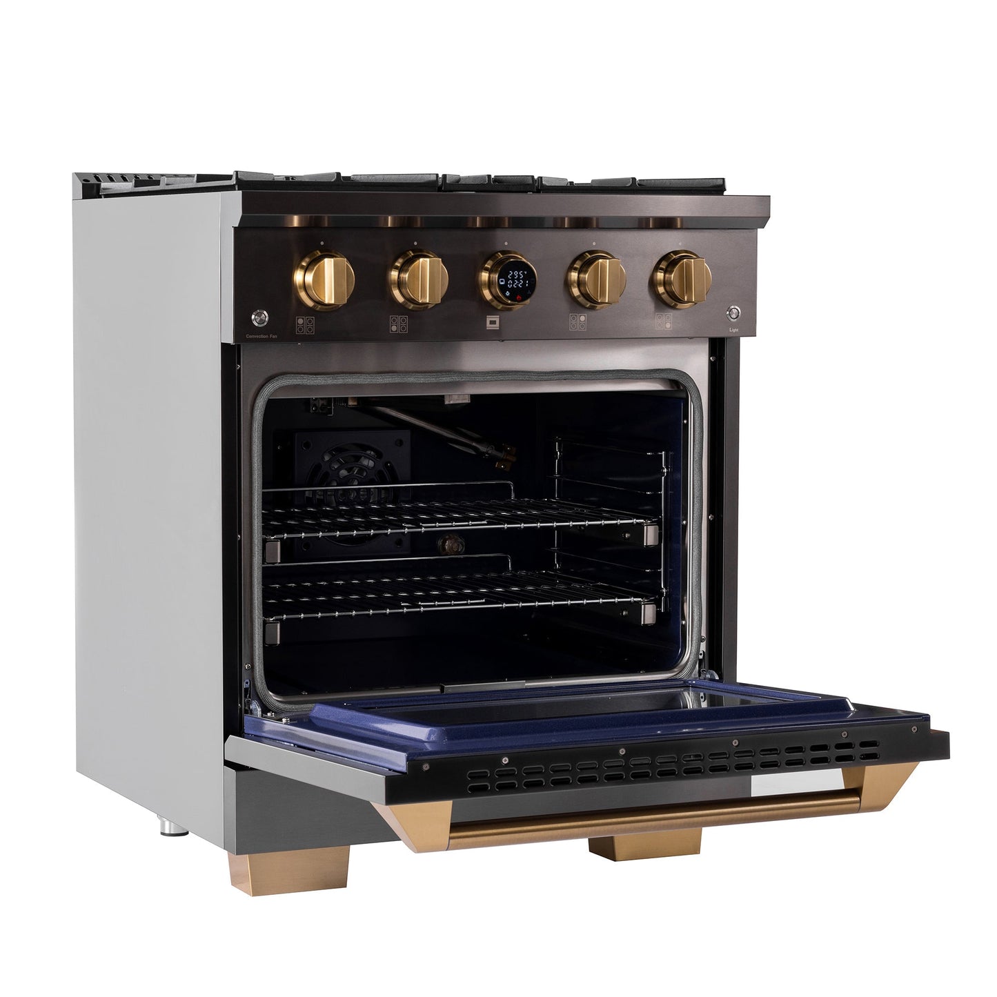 Kucht 30" 4.2 cu. ft. 4 Burner Natural Gas Dual Fuel Range in Titanium Stainless Steel with Digital Thermostat - KXD30