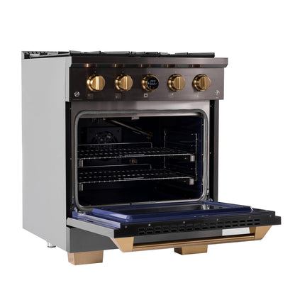 Kucht 30" 4.2 cu. ft. 4 Burner Natural Gas Dual Fuel Range in Titanium Stainless Steel with Digital Thermostat - KXD30