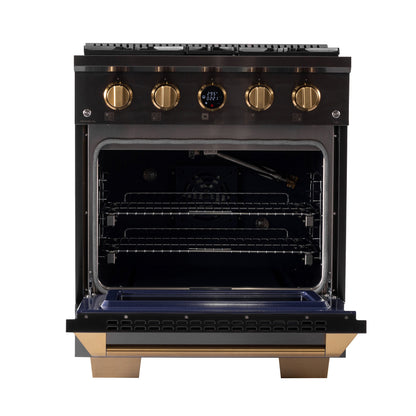 Kucht 30" 4.2 cu. ft. 4 Burner Natural Gas Dual Fuel Range in Titanium Stainless Steel with Digital Thermostat - KXD30