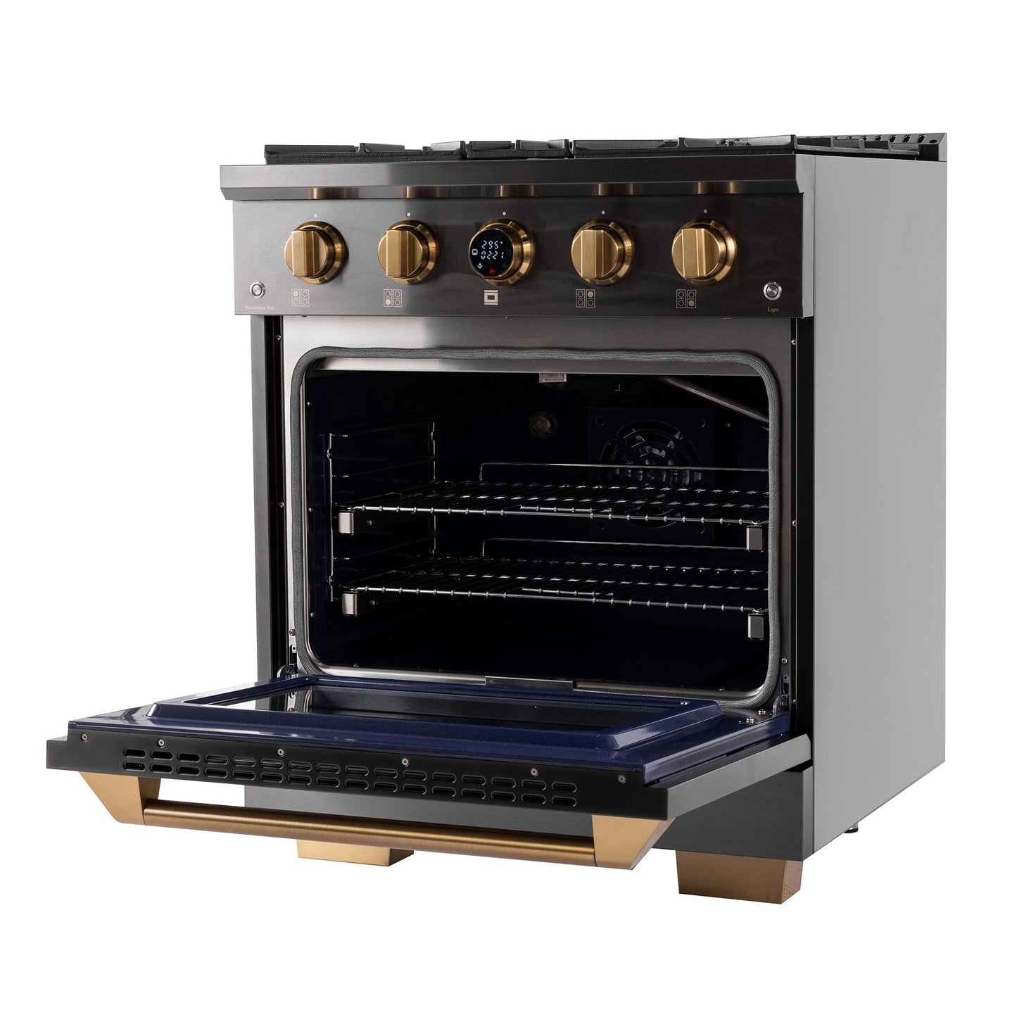 Kucht 30" 4.2 cu. ft. 4 Burner Natural Gas Dual Fuel Range in Titanium Stainless Steel with Digital Thermostat - KXD30