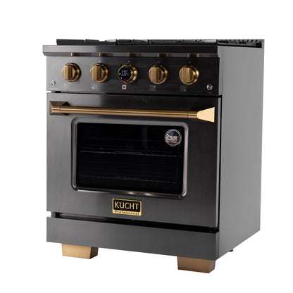 Kucht 30" 4.2 cu. ft. 4 Burner Natural Gas Dual Fuel Range in Titanium Stainless Steel with Digital Thermostat - KXD30