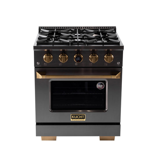 Kucht 30" 4.2 cu. ft. 4 Burner Natural Gas Dual Fuel Range in Titanium Stainless Steel with Digital Thermostat - KXD30