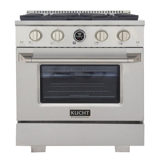 Kucht 30" 4.2 cu. ft. 4 Burner Natural Gas Dual Fuel Range in Stainless Steel with Digital Thermostat - KXP30-SS