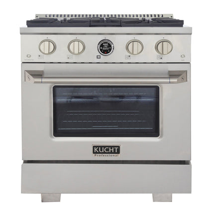 Kucht 30" 4.2 cu. ft. 4 Burner Propane Gas Dual Fuel Range in Stainless Steel with Digital Thermostat - KXP30-SS/LP