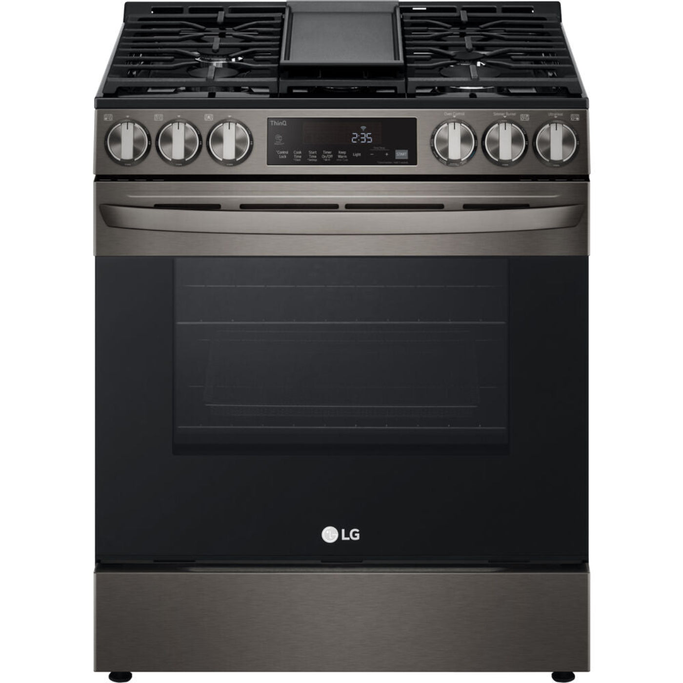 LG 30 in. 5.8 Cu Ft. Smart Wi-Fi Enabled Fan Convection Gas Slide-in Range with Air Fry & EasyClean (LSGL5833D)