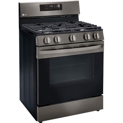 LG 30 in. 5.8-Cu. Ft. Gas Convection Smart Range with AirFry, Black Stainless Steel (LRGL5823D)