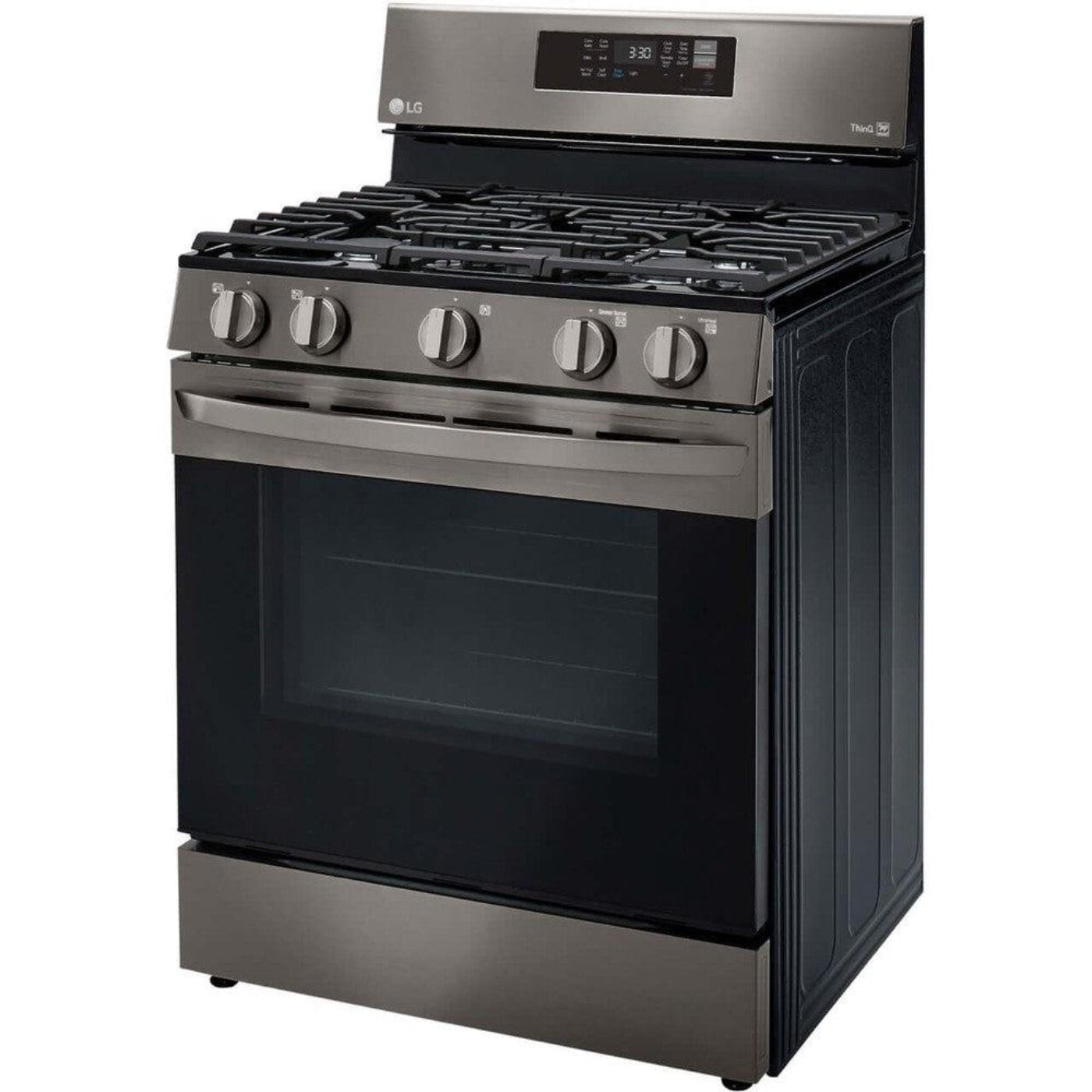 LG 30 in. 5.8-Cu. Ft. Gas Convection Smart Range with AirFry, Black Stainless Steel (LRGL5823D)