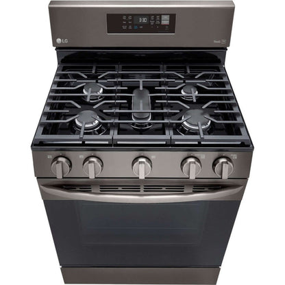 LG 30 in. 5.8-Cu. Ft. Gas Convection Smart Range with AirFry, Black Stainless Steel (LRGL5823D)