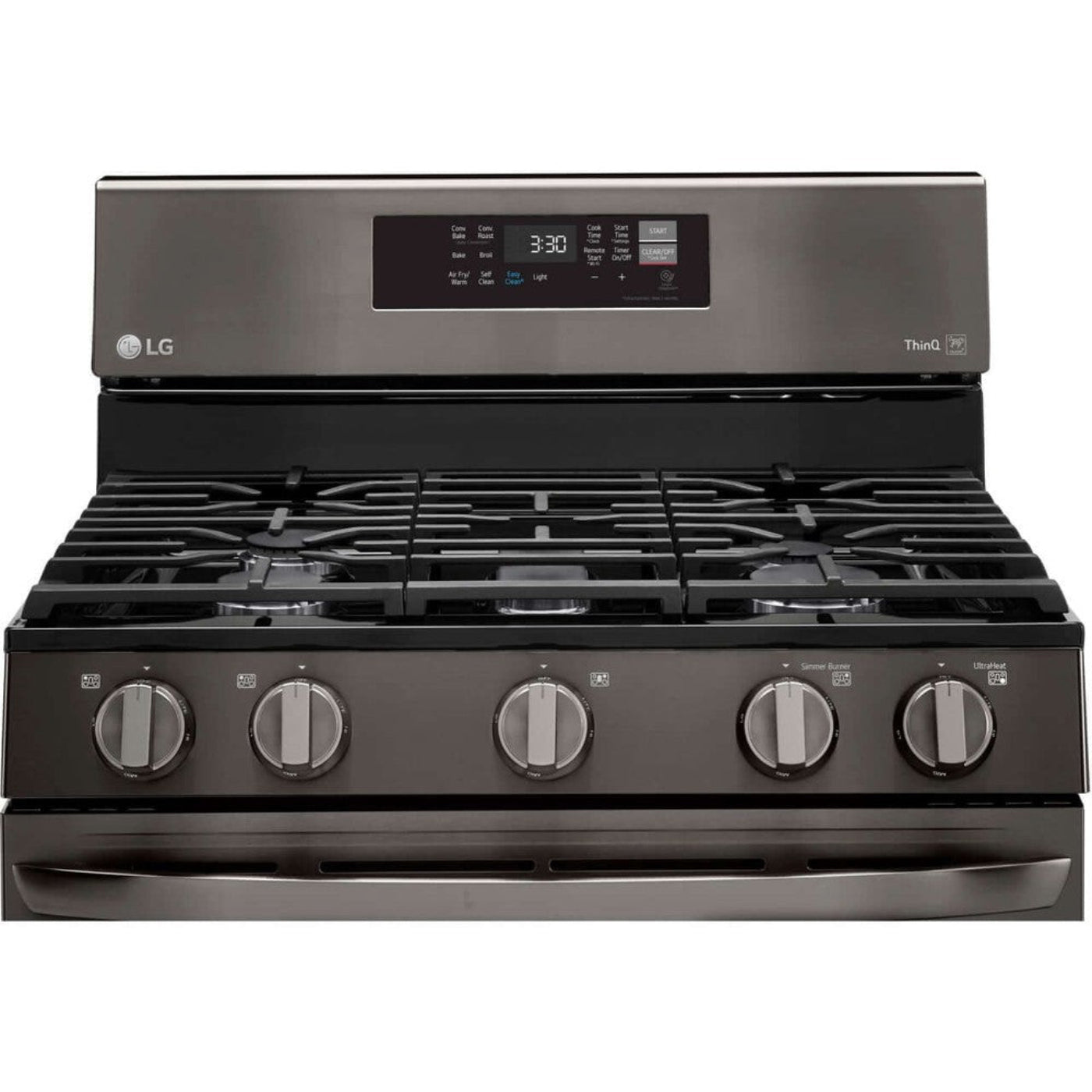 LG 30 in. 5.8-Cu. Ft. Gas Convection Smart Range with AirFry, Black Stainless Steel (LRGL5823D)