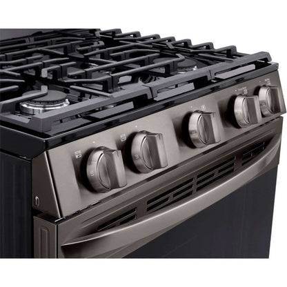 LG 30 in. 5.8-Cu. Ft. Gas Convection Smart Range with AirFry, Black Stainless Steel (LRGL5823D)