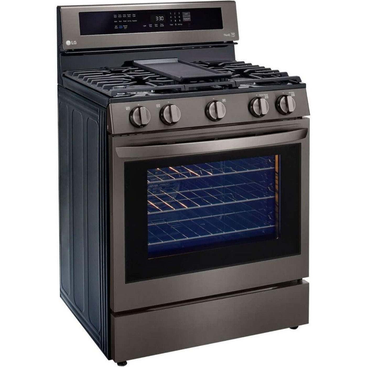 LG 30 in. 5.8-Cu. Ft. Gas Convection Smart Range with AirFry and InstaView, Black Stainless Steel (LRGL5825D)