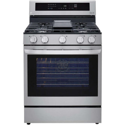 LG 30 in. 5.8-Cu. Ft. Gas Convection Smart Range with AirFry and InstaView, Stainless Steel (LRGL5825F)