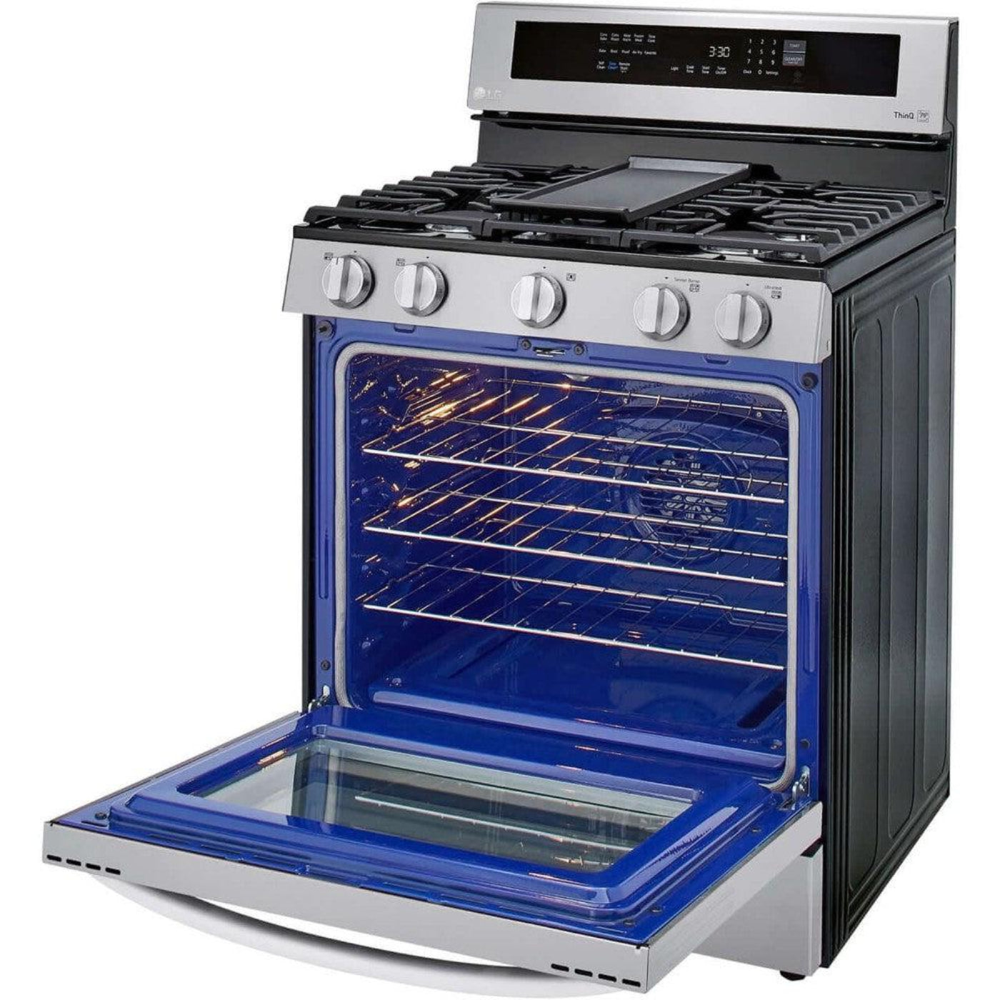 LG 30 in. 5.8-Cu. Ft. Gas Convection Smart Range with AirFry and InstaView, Stainless Steel (LRGL5825F)