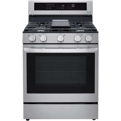 LG 30 in. 5.8-Cu. Ft. Gas Convection Smart Range with AirFry and InstaView, Stainless Steel (LRGL5825F)