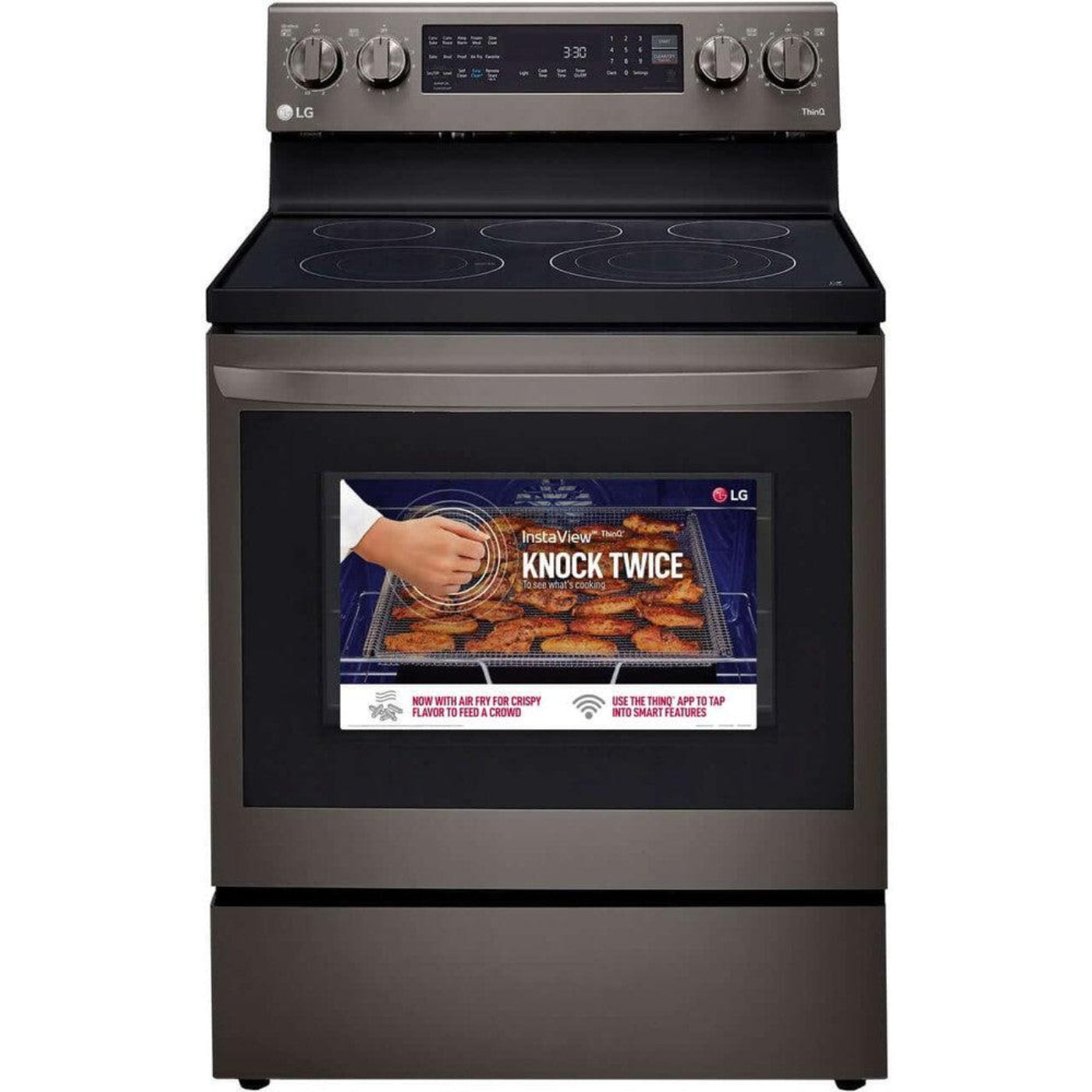 LG 30 in. 6.3-Cu. Ft. Electric Smart Range with EasyClean and AirFry Black Stainless Steel (LREL6323D)