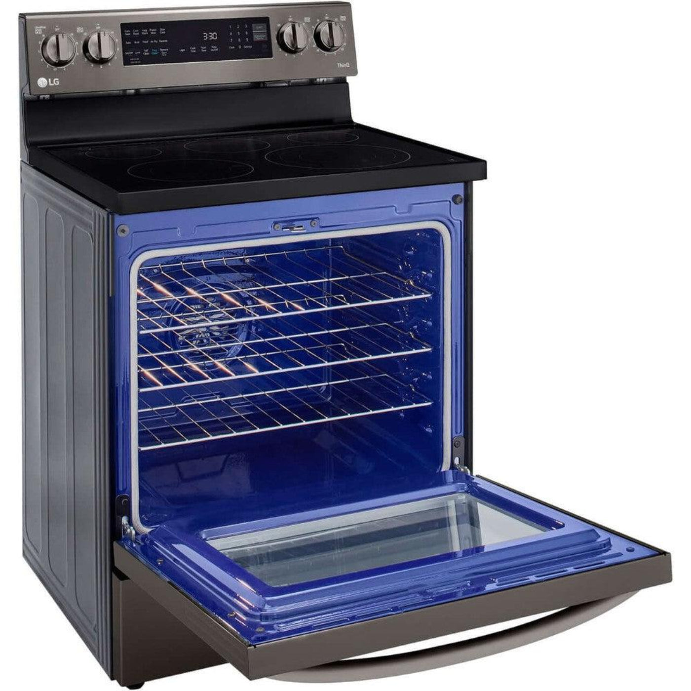 LG 30 in. 6.3-Cu. Ft. Electric Smart Range with InstaView and AirFry, Black Stainless Steel (LREL6325D)