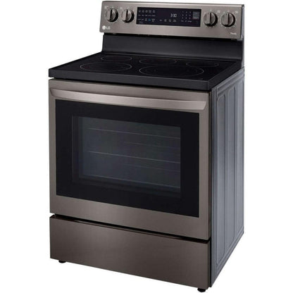 LG 30 in. 6.3-Cu. Ft. Electric Smart Range with InstaView and AirFry, Black Stainless Steel (LREL6325D)