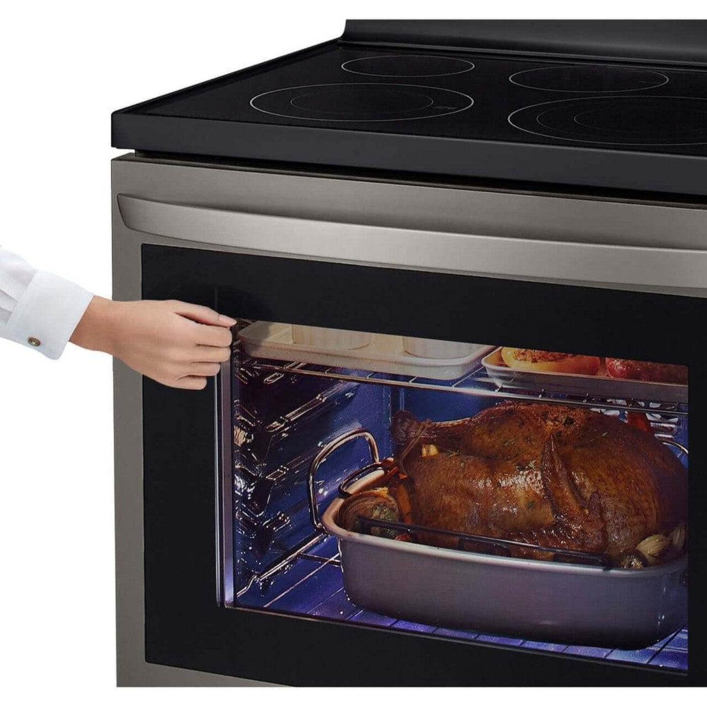 LG 30 in. 6.3-Cu. Ft. Electric Smart Range with InstaView and AirFry, Black Stainless Steel (LREL6325D)