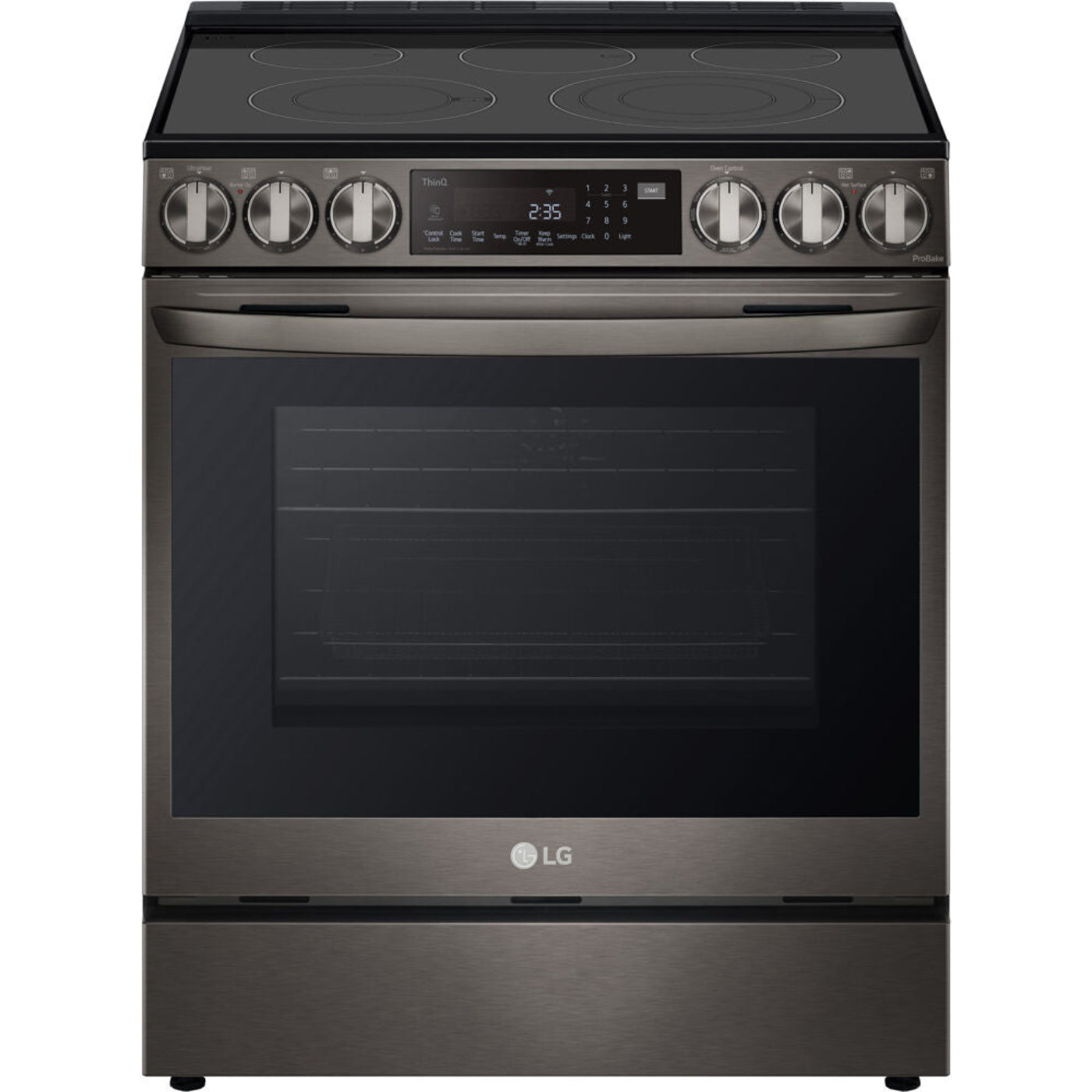 LG 30 in. 6.3-Cu. Ft. Smart Wi-Fi Enabled ProBake Convection InstaView Electric Slide-in Range with Air Fry, Black Stainless Steel (LSEL6335D)