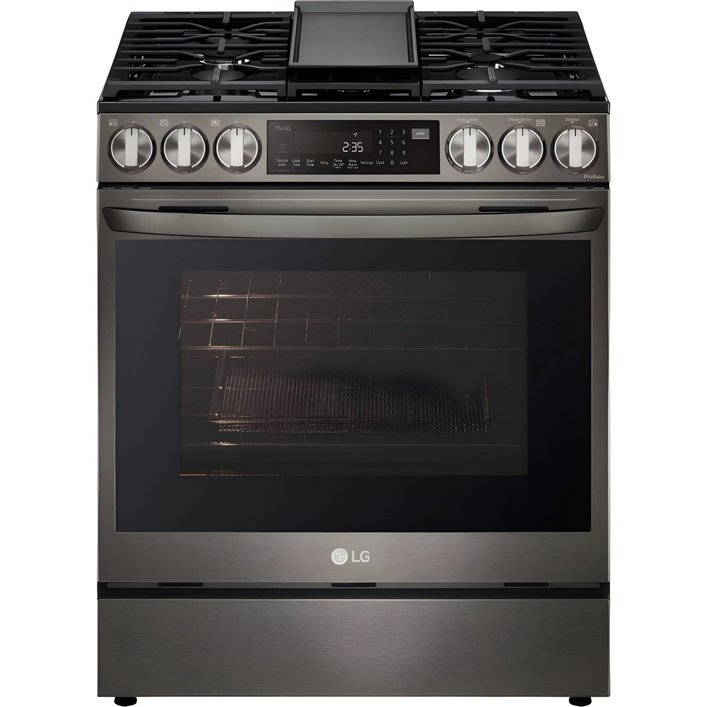 LG 30 in. 6.3-Cu. Ft. Smart Wi-Fi Enabled ProBake Convection InstaView Gas Slide-in Range with Air Fry, Black Stainless Steel (LSGL6335D)
