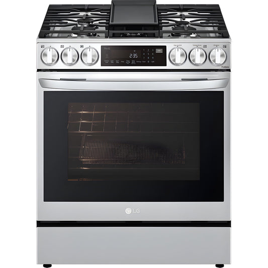 LG 30 in. 6.3-Cu. Ft. Smart Wi-Fi Enabled ProBake Convection InstaView Gas Slide-in Range with Air Fry, Stainless Steel (LSGL6335F)