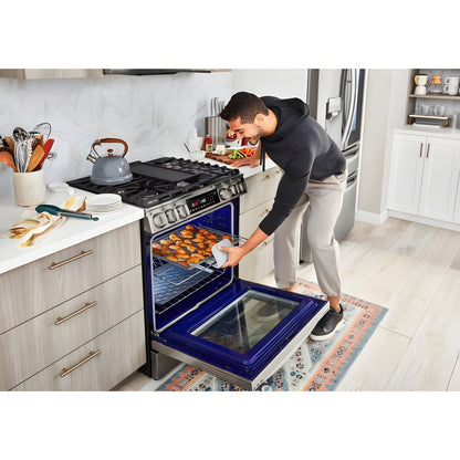 LG 30 in. 6.3-Cu. Ft. Smart Wi-Fi Enabled ProBake Convection InstaView Gas Slide-in Range with Air Fry, Stainless Steel (LSGL6335F)