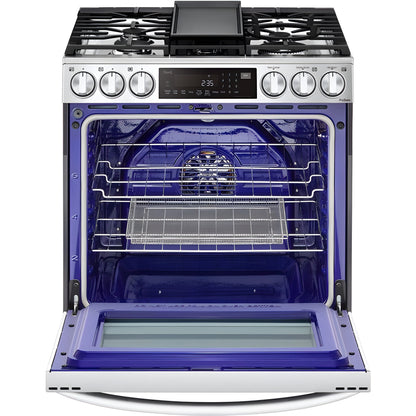 LG 30 in. 6.3-Cu. Ft. Smart Wi-Fi Enabled ProBake Convection InstaView Gas Slide-in Range with Air Fry, Stainless Steel (LSGL6337F)