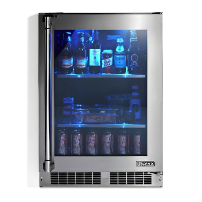 Lynx 24-Inch Outdoor Glass Door Refrigerator - LN24REFGL/R