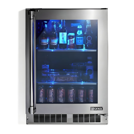 Lynx 24-Inch Outdoor Glass Door Refrigerator - LN24REFGL/R