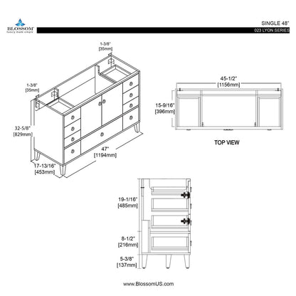 Blossom Lyon 48 Inch Bathroom Vanity – Single Sink - V8023 48 01S
