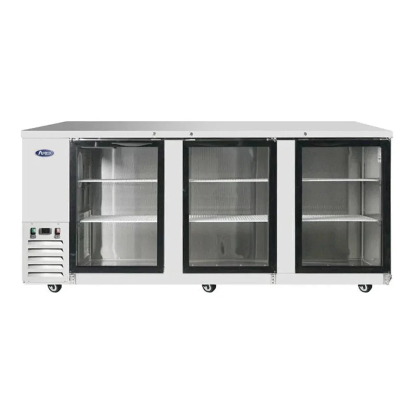Atosa MBB90G-GR 89.3" Stainless Steel Glass Door Back Bar Refrigerator 30.1 Cu.Ft - MBB90G-GR