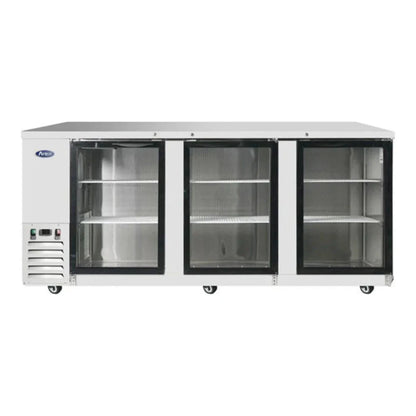 Atosa MBB90G-GR 89.3" Stainless Steel Glass Door Back Bar Refrigerator 30.1 Cu.Ft - MBB90G-GR