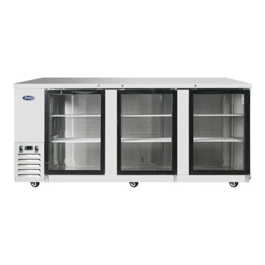 Atosa MBB90G-GR 89.3" Stainless Steel Glass Door Back Bar Refrigerator 30.1 Cu.Ft - MBB90G-GR