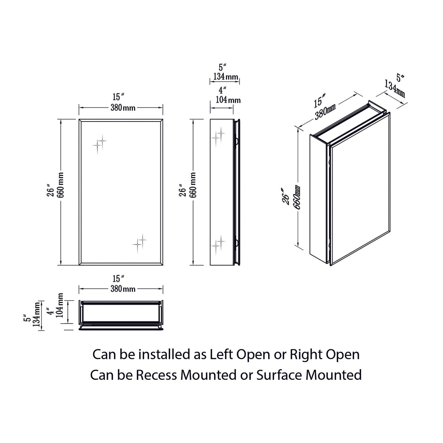 Blossom Aluminum Medicine Cabinet with Mirror – MC8 1526