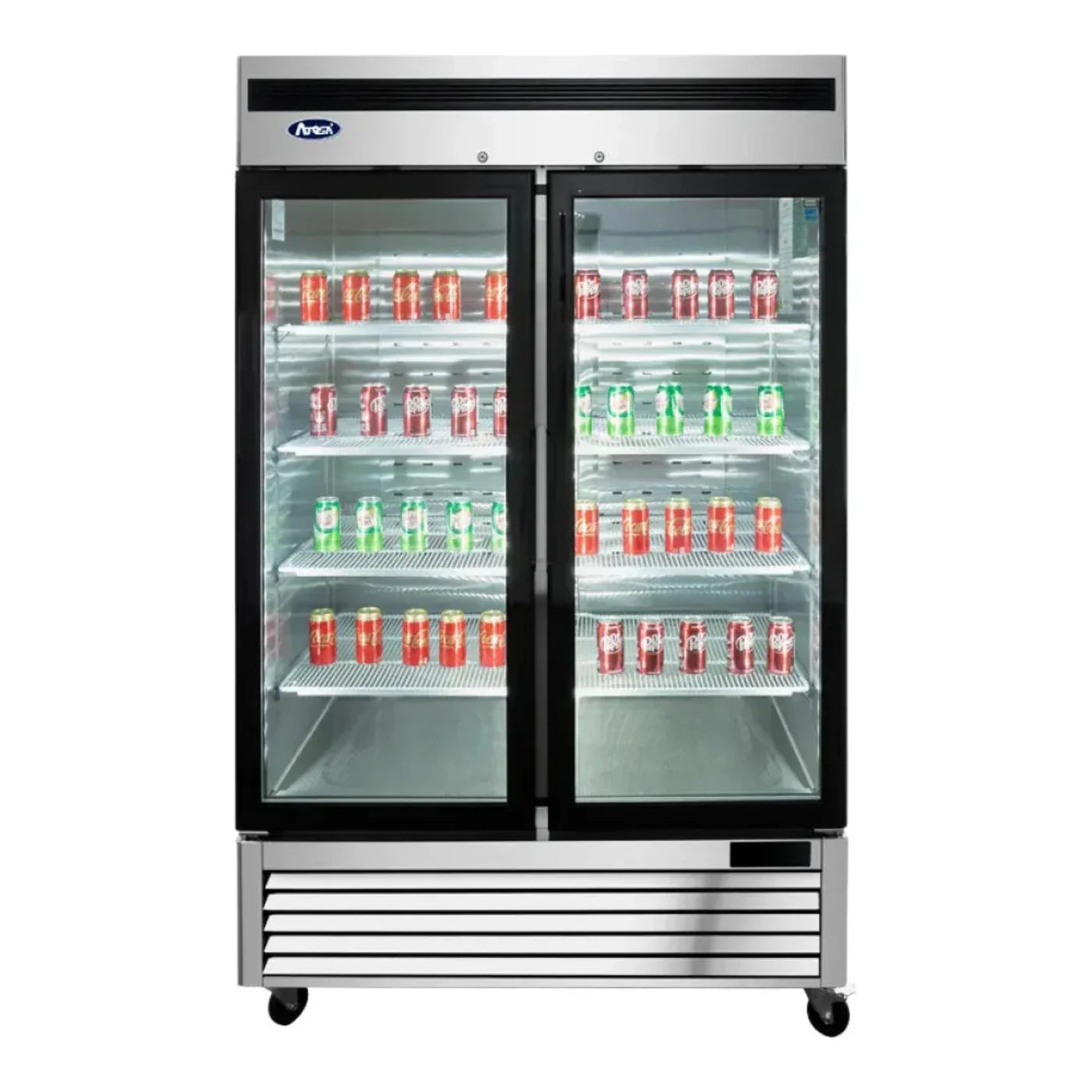 Atosa 54.38" MCF8707GR Bottom Mount Refrigerator, 2 Two Glass Door 44.8 Cu.Ft - MCF8707GR